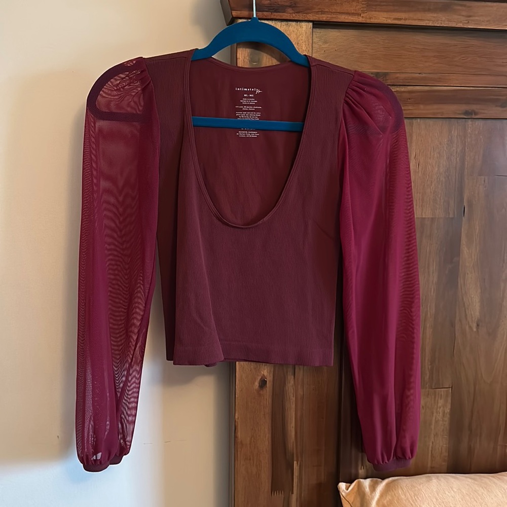Free People’s “Lost in Love” Top with Mesh Sleeves